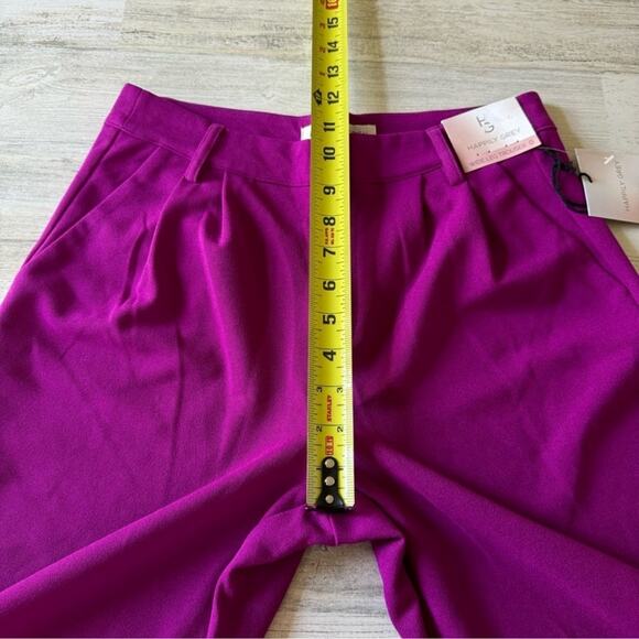 🍁 NWT Happily Grey Wide Leg Trouser Pants Full Length High Waisted Front Slit XS - Picture 12 of 15